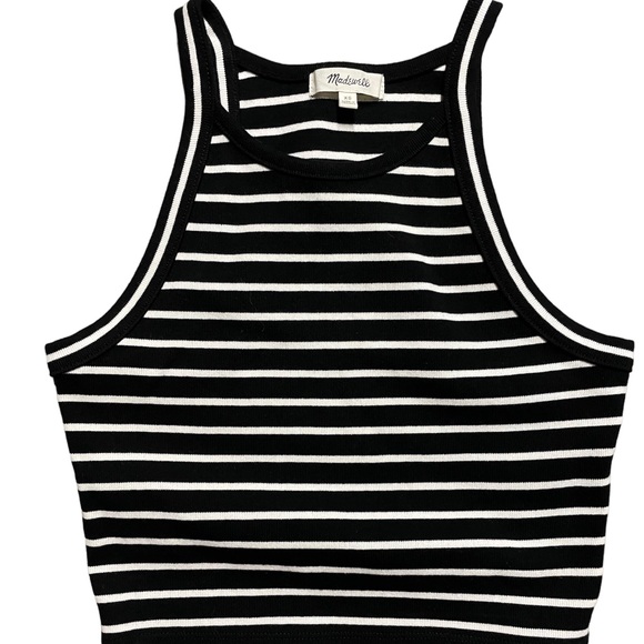 Madewell Tops - Madewell Striped Crop Top Tank Top Black/White XS